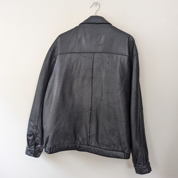 Vintage Black Leather Bomber Jacket - Picture 2 of 16